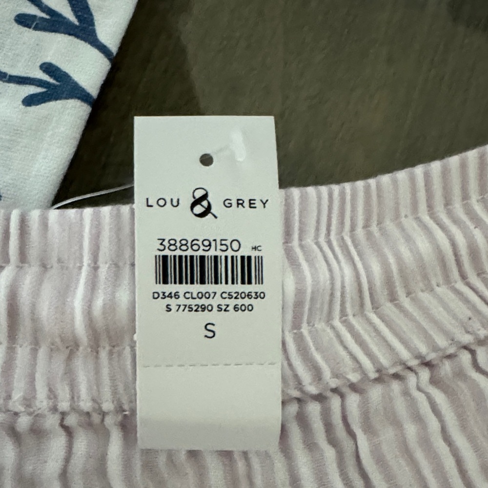 NWT Lou and Grey Women's lilac and white Striped Gauze Drawstring Lounge Shorts - Picture 3 of 4